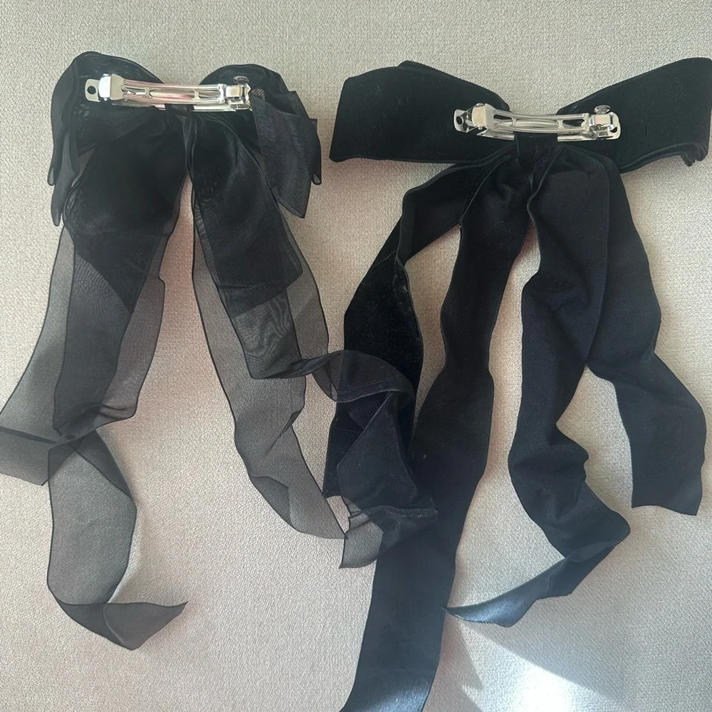 Elegant Black Hair Bows Set of 2